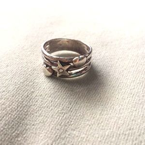 Star and hearts sterling silver ring